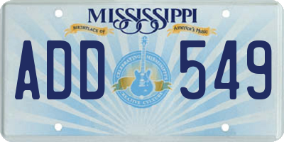 MS license plate ADD549