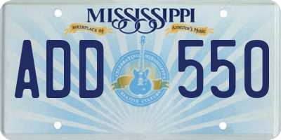 MS license plate ADD550