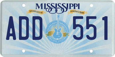 MS license plate ADD551