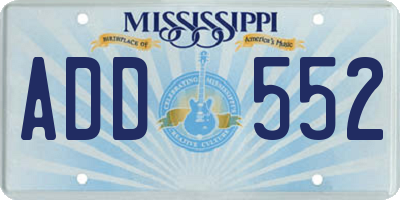 MS license plate ADD552