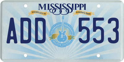 MS license plate ADD553