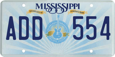 MS license plate ADD554
