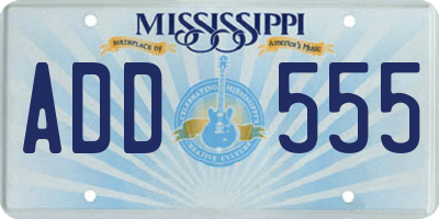 MS license plate ADD555