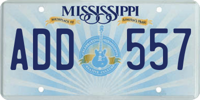 MS license plate ADD557