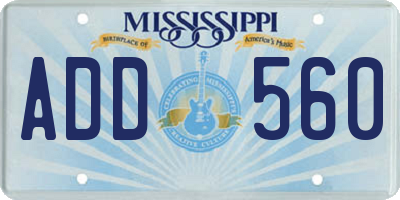 MS license plate ADD560