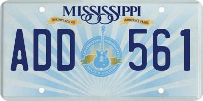 MS license plate ADD561