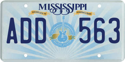 MS license plate ADD563