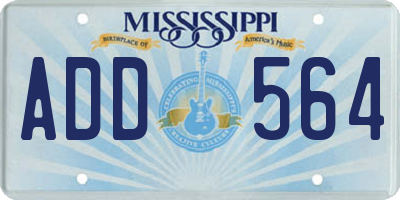 MS license plate ADD564