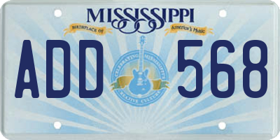 MS license plate ADD568