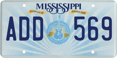 MS license plate ADD569