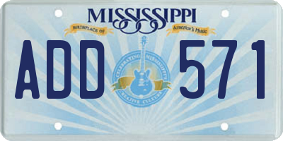 MS license plate ADD571