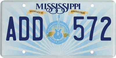 MS license plate ADD572