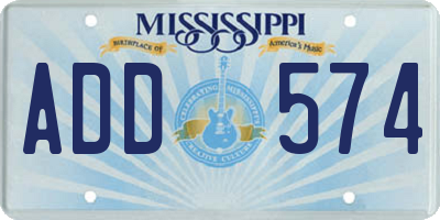 MS license plate ADD574