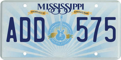 MS license plate ADD575