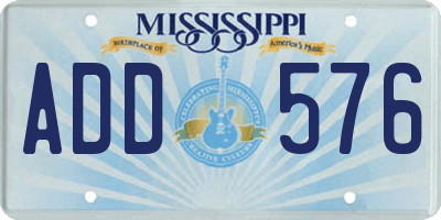 MS license plate ADD576
