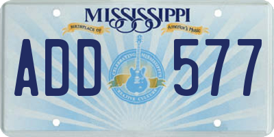 MS license plate ADD577