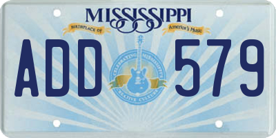 MS license plate ADD579