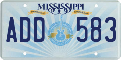 MS license plate ADD583
