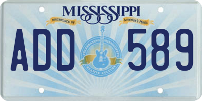 MS license plate ADD589