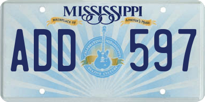 MS license plate ADD597