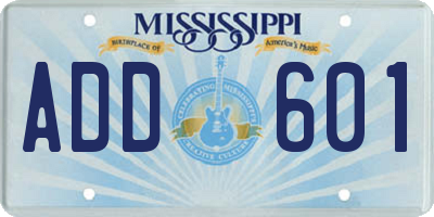 MS license plate ADD601