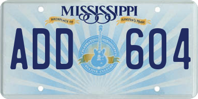 MS license plate ADD604