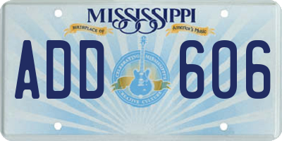 MS license plate ADD606