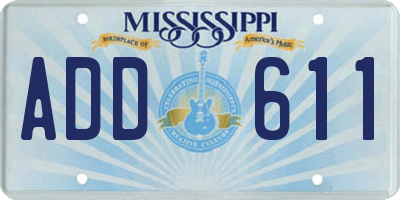 MS license plate ADD611