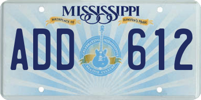 MS license plate ADD612