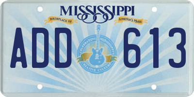 MS license plate ADD613