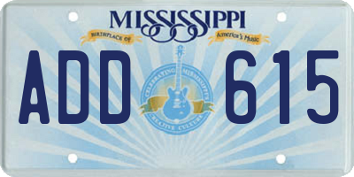 MS license plate ADD615