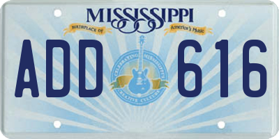 MS license plate ADD616