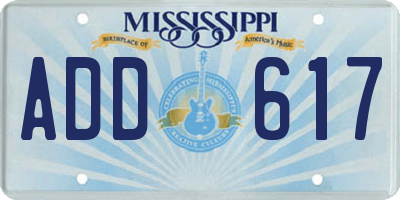 MS license plate ADD617