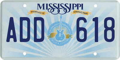 MS license plate ADD618