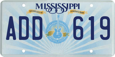 MS license plate ADD619