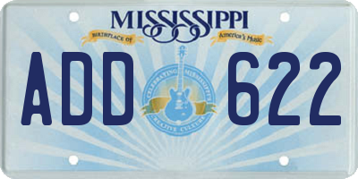MS license plate ADD622