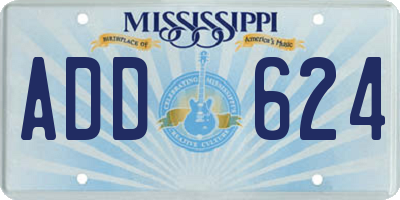 MS license plate ADD624