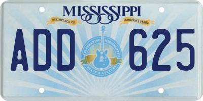 MS license plate ADD625