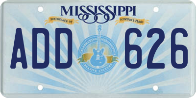 MS license plate ADD626