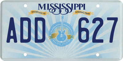 MS license plate ADD627