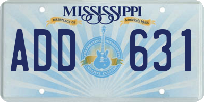 MS license plate ADD631