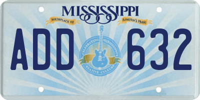 MS license plate ADD632