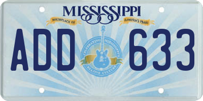 MS license plate ADD633