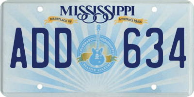 MS license plate ADD634