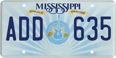 MS license plate ADD635