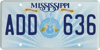 MS license plate ADD636