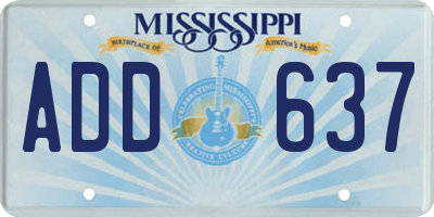 MS license plate ADD637