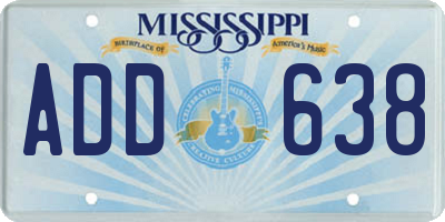 MS license plate ADD638