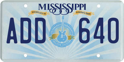 MS license plate ADD640