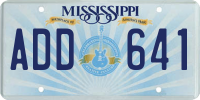 MS license plate ADD641